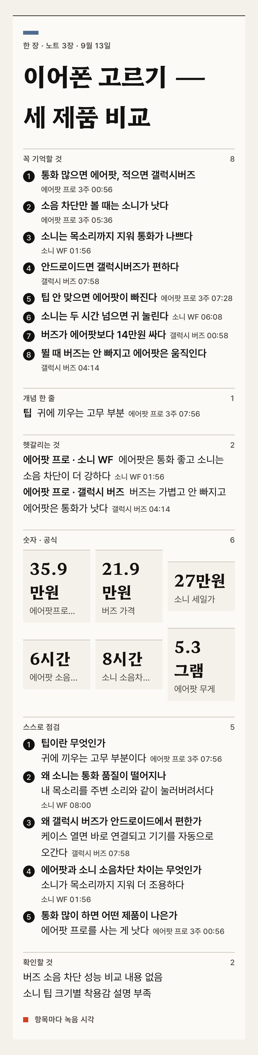 그림 5. 이어폰 고르기 · 노트 3장 → 한 장